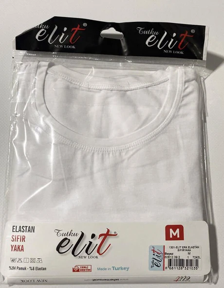 Tutku Elit Erkek Sıfır Yaka Likralı Kısa Kol Fanila Atlet 1301 - 3 Adet  XL Siyah - Resim 3