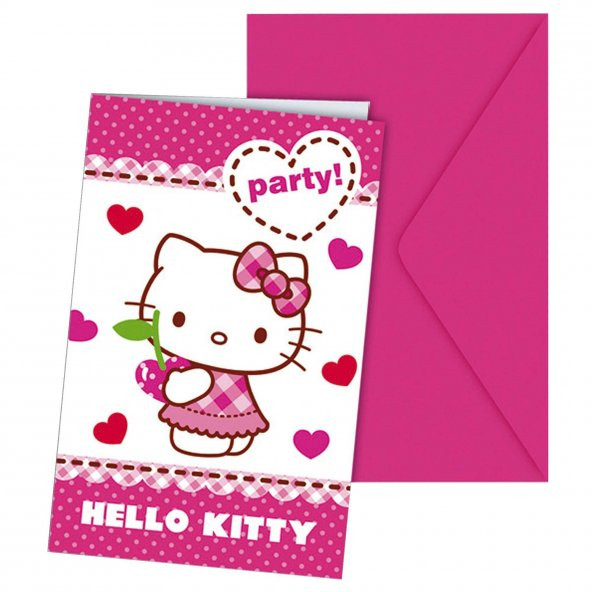 Hello Kitty Davetiye 6 Adet