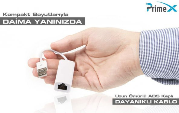 PrimeX PX-2120 Usb 2.0 To RJ45 Ethernet Çevirici (Win10 Tak Çalıştır) - 5