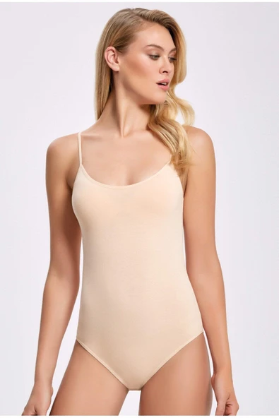 İlke Kadın Likralı Kançalı İp Askılı Body 248/249 - 6 Adet  Beyaz L - Resim 5