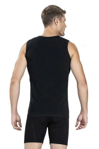 Jiber Erkek V Yaka Sıfır Kol Pamuklu Fanila Atlet 115 - 3 Adet  XL Gri - Resim 5