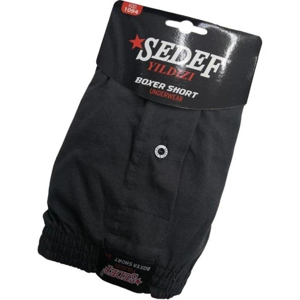 Sedef Yıldızı Erkek Düğmeli Penye Boxer 1094 - 6 Adet  Siyah M - Resim 4