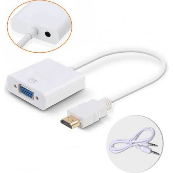 KABLO HDMI TO VGA CONCORD C-554 HDMI TO VGA AUX CABLE SES GİRİŞLİ - 2