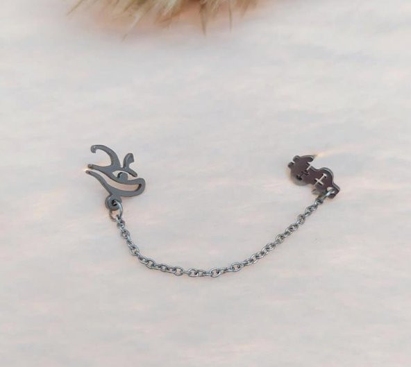 Çelik Klips Sallantılı Bayan Zincirli Küpe Stainless steel kararmaz Küpe - 2