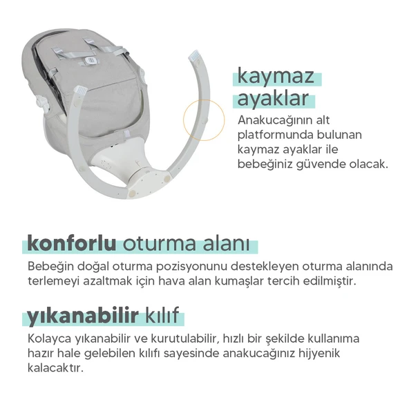 Huggy Rockie Yenidoğana Uygun Kumandalı Bluetooth Müzikli Mama Tepsili Ana Kucağı - 12