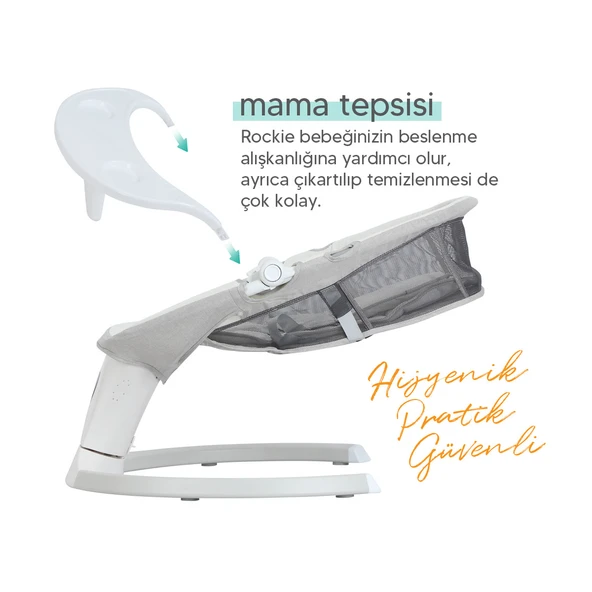 Huggy Rockie Yenidoğana Uygun Kumandalı Bluetooth Müzikli Mama Tepsili Ana Kucağı - 7