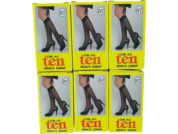 12 Adet ORARTEKS ORAL 40 DEN ORTA KALIN DİZALTI ÇORAP  Siyah Standart - Resim 2