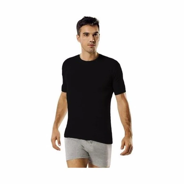 Namaldı 181 Bisiklet Yaka Likralı Yarım Kol Fanila- 3 Adet  Gri S - Resim 4