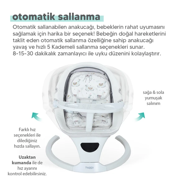 Huggy Rockie Yenidoğana Uygun Kumandalı Bluetooth Müzikli Mama Tepsili Ana Kucağı - 9