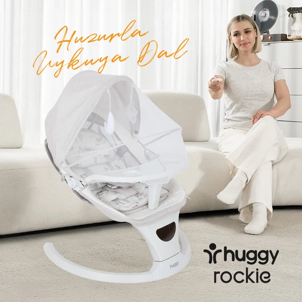 Huggy Rockie Yenidoğana Uygun Kumandalı Bluetooth Müzikli Mama Tepsili Ana Kucağı - 11