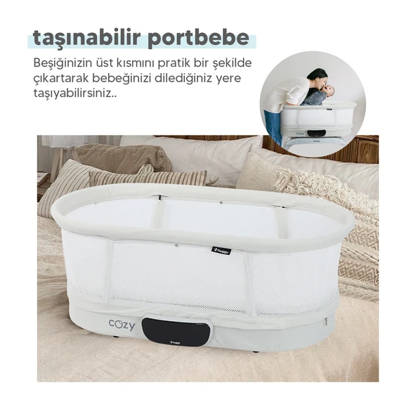 Huggy 4 in 1 Cozy Terazi Özellikli Bluetooth Müzikli Kumandalı Portatif Otomatik Sallanabilir Beşik - 12