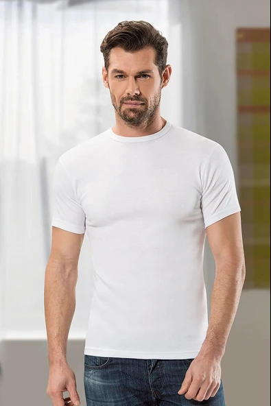 Anıt 1107 Erkek Ribana Sıfır Yaka Kollu Fanila Renkli 3'Lü  Siyah M - Resim 2