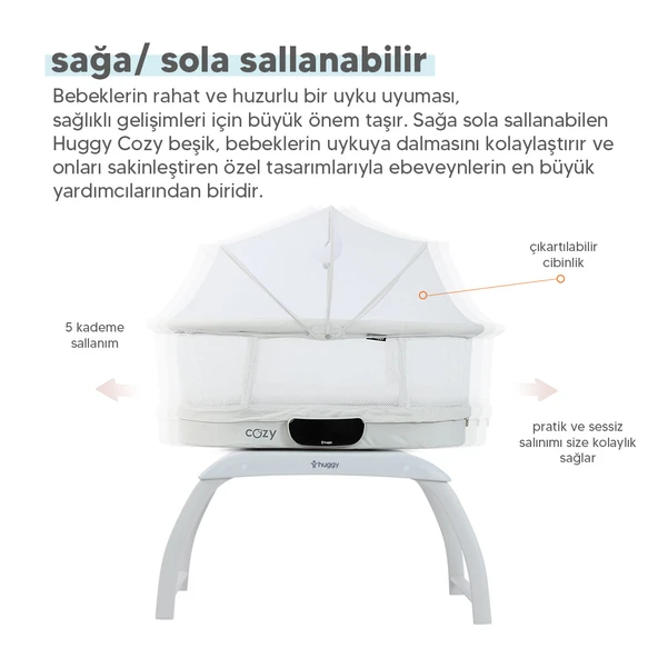 Huggy 4 in 1 Cozy Terazi Özellikli Bluetooth Müzikli Kumandalı Portatif Otomatik Sallanabilir Beşik - 7