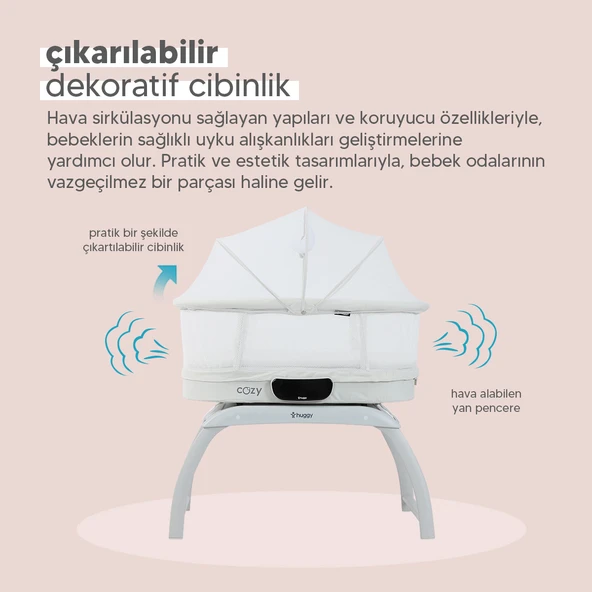 Huggy 4 in 1 Cozy Terazi Özellikli Bluetooth Müzikli Kumandalı Portatif Otomatik Sallanabilir Beşik - 10