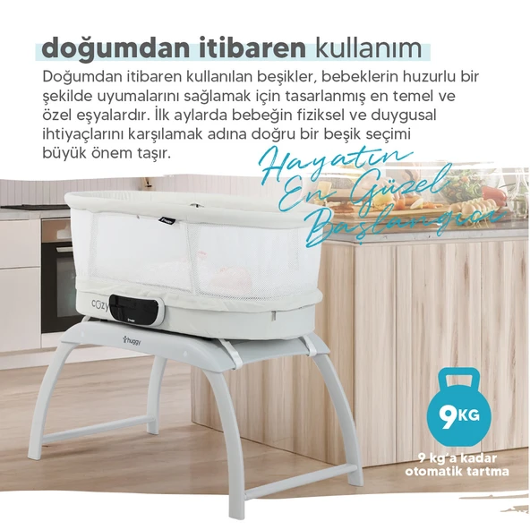 Huggy 4 in 1 Cozy Terazi Özellikli Bluetooth Müzikli Kumandalı Portatif Otomatik Sallanabilir Beşik - 3
