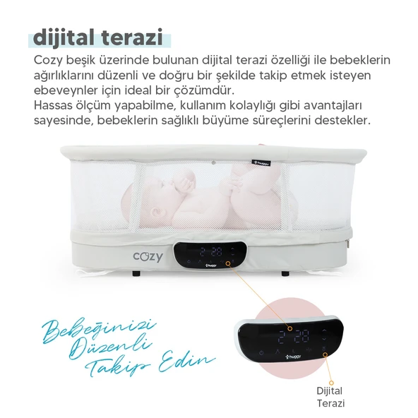 Huggy 4 in 1 Cozy Terazi Özellikli Bluetooth Müzikli Kumandalı Portatif Otomatik Sallanabilir Beşik - 4
