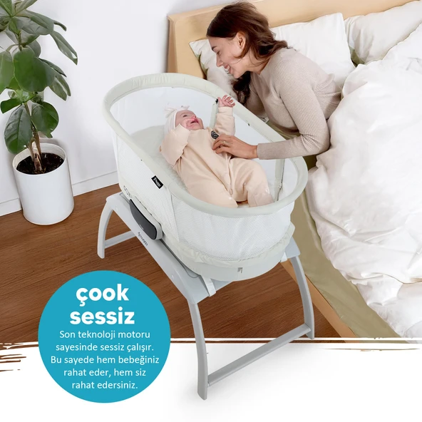 Huggy 4 in 1 Cozy Terazi Özellikli Bluetooth Müzikli Kumandalı Portatif Otomatik Sallanabilir Beşik - 6