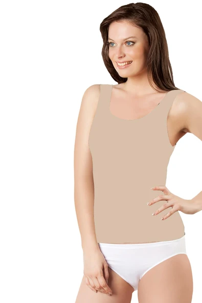 Elite Life 838 Kalın Askılı Uzun Kadın Atlet  Beyaz L - XL - Resim 3