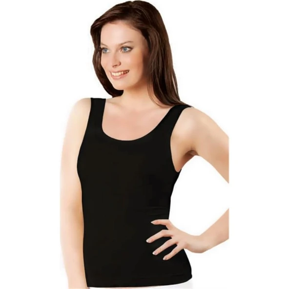 Elite Life 838 Kalın Askılı Uzun Kadın Atlet  Beyaz L - XL - Resim 4