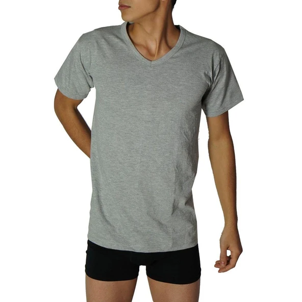 Anıt 6 Adet Erkek V Yaka Atlet Ribana  XL Siyah - Resim 4