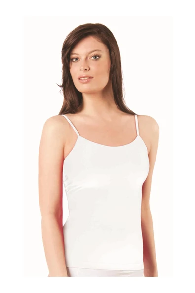 Elite Life 846 Kadın İnce Askılı Atlet  Beyaz L - XL - Resim 2