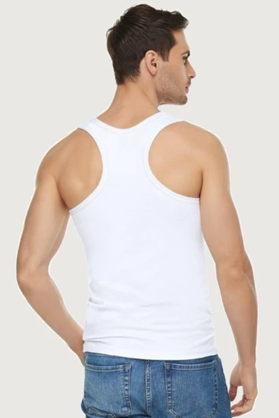 3'Lü TUTKU ELİT 1304 Erkek Rambo Atlet  Beyaz XL - Resim 4