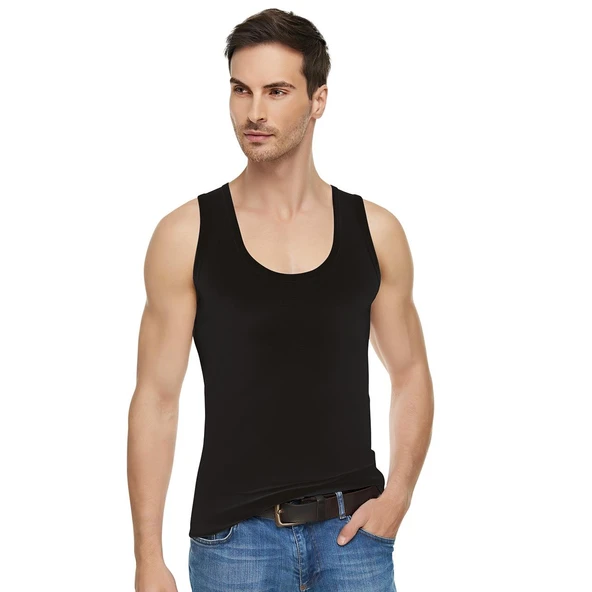 3'Lü TUTKU ELİT 1304 Erkek Rambo Atlet  Beyaz 2XL - Resim 5