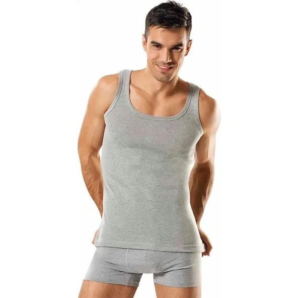 6'Lı Namaldı 112 Ribana Erkek Atlet  Beyaz 2XL - Resim 3