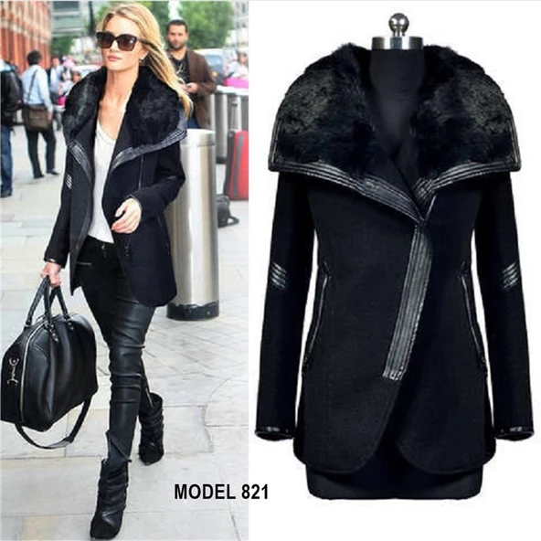 Günlük Kışlık Kaşmir Yaka Kadın Kaban