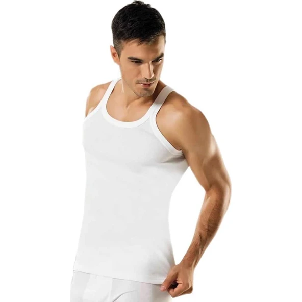 6'Lı Namaldı 112 Ribana Erkek Atlet  Beyaz 2XL - Resim 2