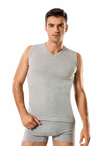 Namaldı Erkek Likralı V Yaka Sıfır Kol Body Atlet Fanila 188- 3 Adet  Beyaz S - Resim 3