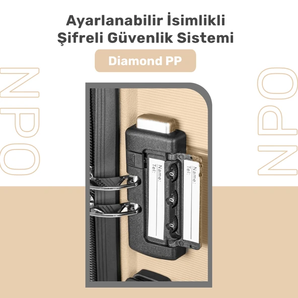 NPO Diamond PP(Polipropilen) Orta Boy Kırılmaz Valiz - Gold - 7