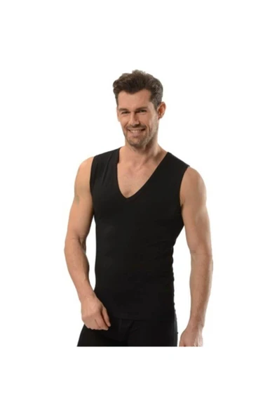 Jiber Erkek V Yaka Likralı Kolsuz Atlet 3'lü Paket - 117  Beyaz XL - Resim 5