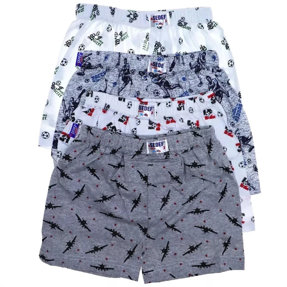 Sedef Yıldızı Erkek Çocuk Desenli Boxer 1037 - 6 Adet   Karışık Renk 5 (9-10 YAŞ) - Resim 4