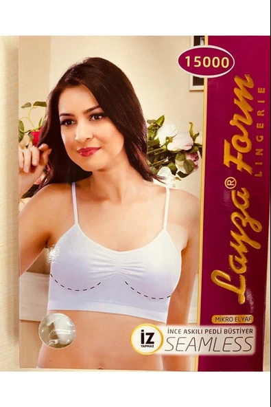 Layza Form Kadın İnce Askılı Pedli Sütyen Büstiyer 15000 - 1 Adet  XL Ten - Resim 4