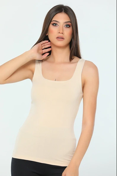 Aydoğan Kadın Likralı Kalın Askılı Atlet 0392 - 6 Adet  Beyaz S - Resim 4