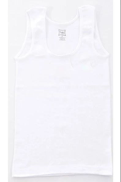 Tutku Kız Çocuk Geniş Askılı Saten Biyeli Atlet 0188 - 6 Adet  Beyaz 6 (11-12YAŞ) - Resim 2