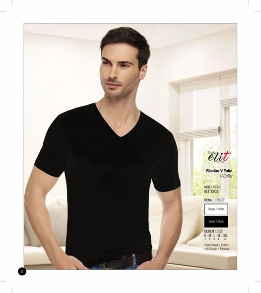 Tutku Elit Erkek V Yaka Likralı Kısa Kol Fanila Atlet 1303 - 12 Adet  Beyaz M - Resim 6