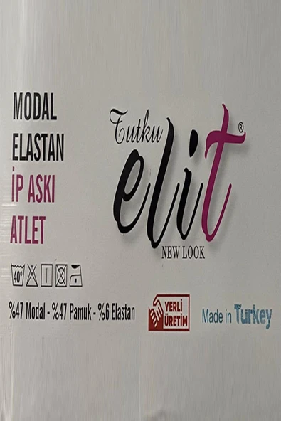 Tutku Elit Kadın Modal Likralı İp Askılı Atlet 2001- 3 Adet  Siyah M - Resim 8