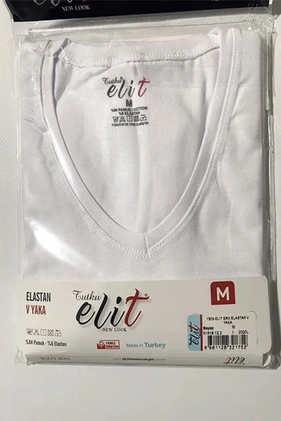 Tutku Elit Erkek V Yaka Likralı Kısa Kol Fanila Atlet 1303 - 6 Adet  Siyah S - Resim 7