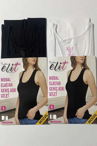 Tutku Elit Kadın Modal Likralı Geniş Askılı Atlet 2002 - 3 Adet  XL Siyah - Resim 2