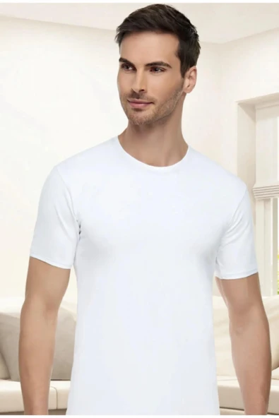 Tutku Elit Erkek Sıfır Yaka Likralı Kısa Kol Fanila Atlet 1301 - 12 Adet  Siyah 2XL - Resim 6