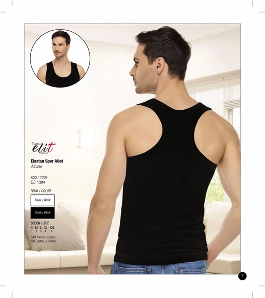 Tutku Elit Erkek Likralı Spor Askılı Atlet 1304 - 3 Adet  Beyaz XL - Resim 8