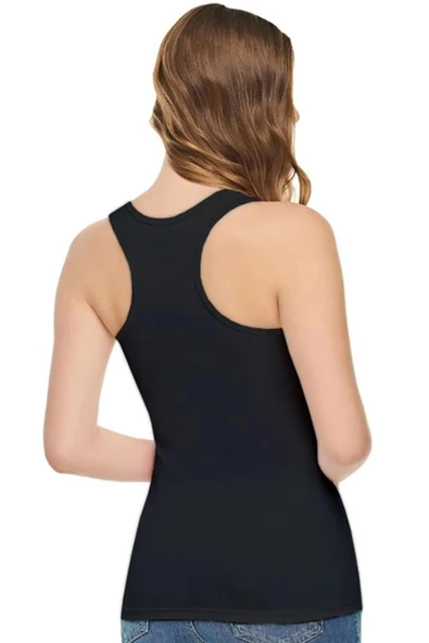 Tutku Elit Kadın Modal Likralı Spor Geniş Askılı Atlet 2003 - 3 Adet  Beyaz M - Resim 4