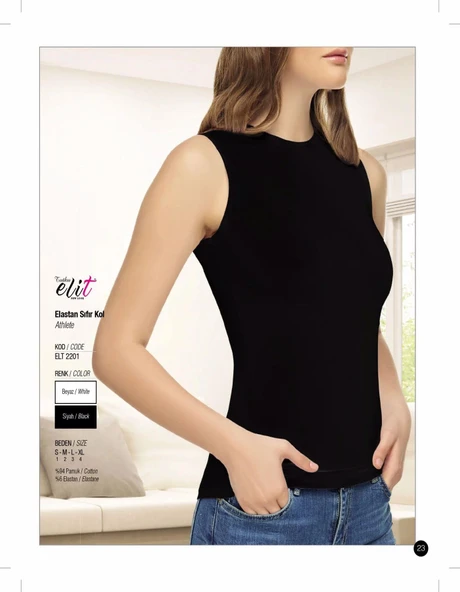 Tutku Elit Kadın Sıfır Kol Likralı Fanila Atlet 2201- 2 Adet  Beyaz S - Resim 4