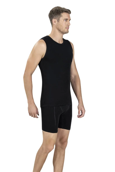 Jiber Erkek Sıfır Yaka Sıfır Kol Pamuklu Fanila Atlet 114 - 9 Adet  Gri S - Resim 5