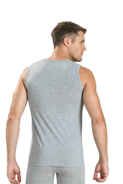 Jiber Erkek V Yaka Sıfır Kol Pamuklu Fanila Atlet 115 - 12 Adet  Siyah 2XL - Resim 5