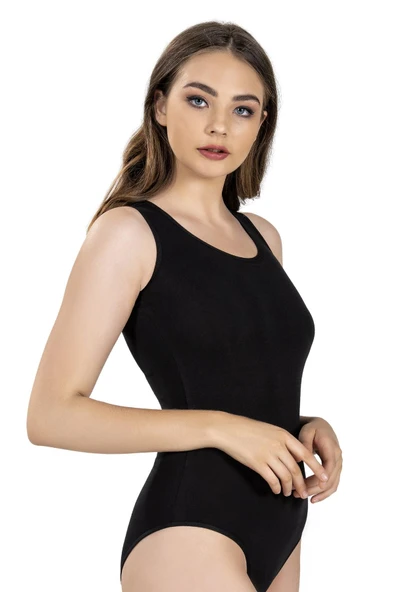 Jiber Kadın Geniş Askılı Kancalı Likralı Body 582 - 12 Adet  Beyaz M - Resim 4