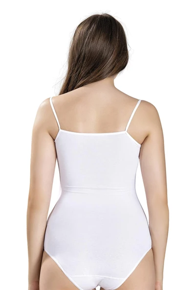 Jiber Kadın İp Askılı Kancalı Likralı Body 502 - 12 Adet  Siyah M - Resim 7