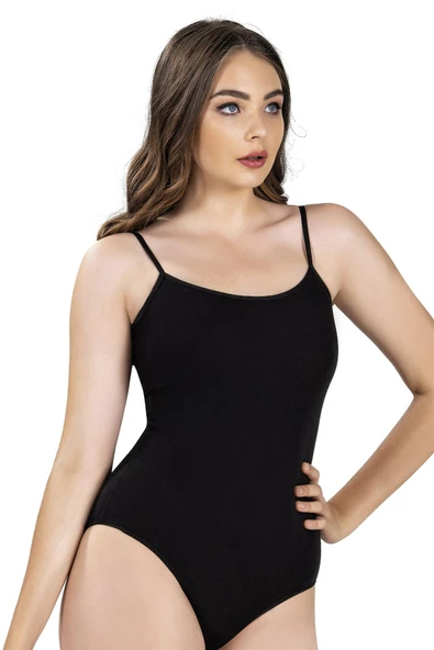 Jiber Kadın İp Askılı Kancalı Likralı Body 502 - 9 Adet  Beyaz XL - Resim 7